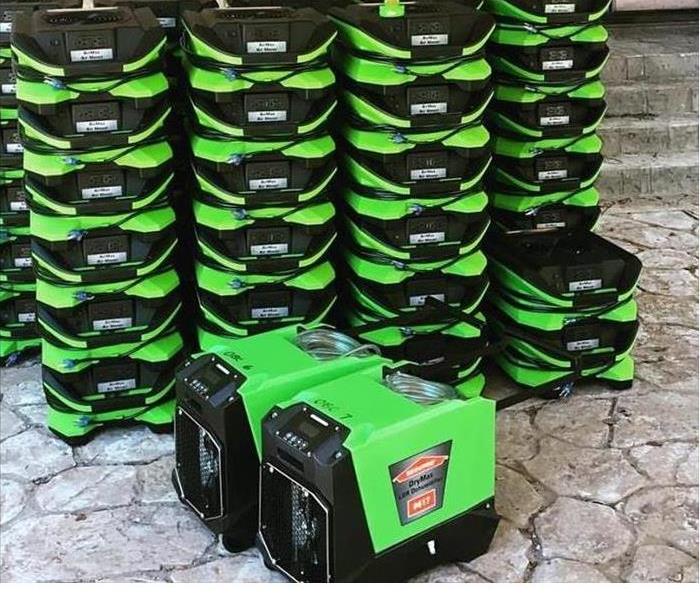 A couple of columns showing how prepared we are with our equipment. Air movers and Dehumidifiers.
